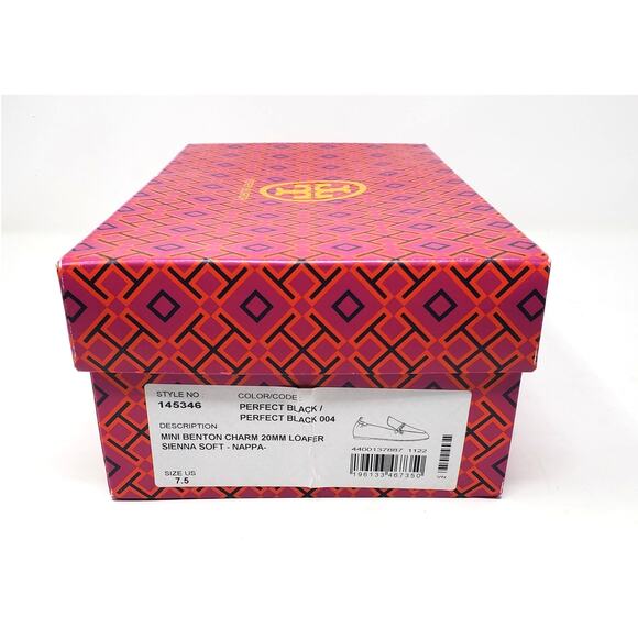 Tory Burch Mini Benton Charm 20MM Tweed Leather Loafer Perfect Black Size 7.5 M - Picture 10 of 11